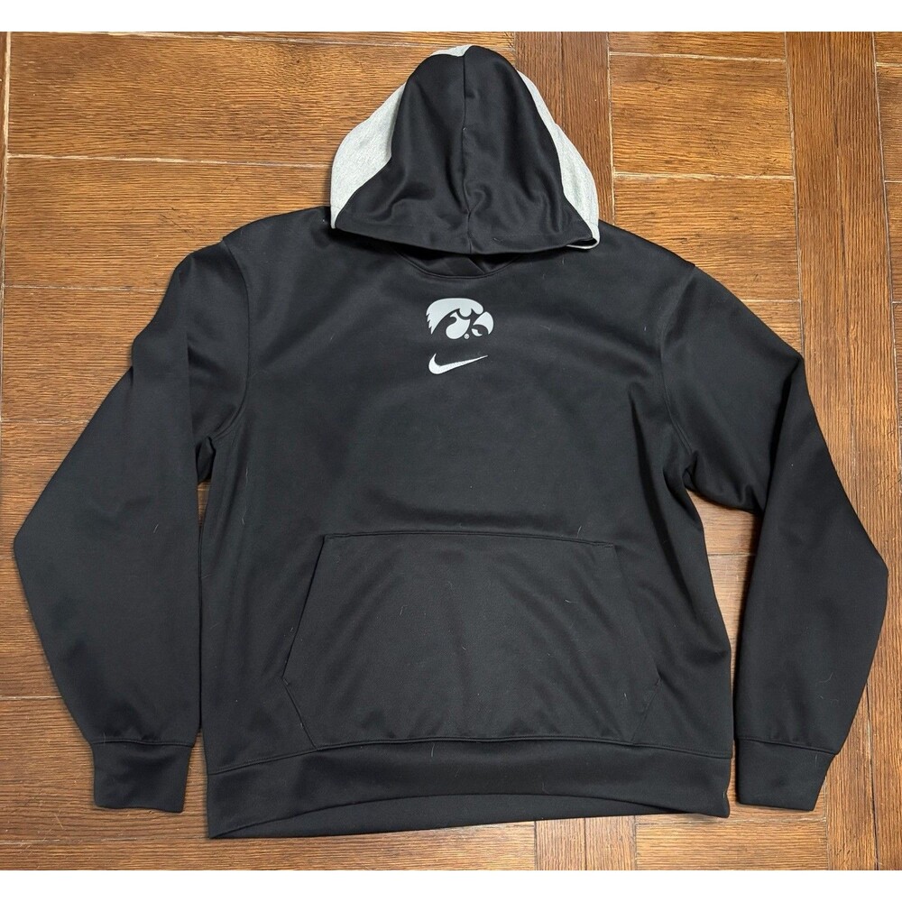 Men’s Iowa Hawkeyes Nike Size M Black Center Swoosh Dri Fit Hoodie Sweatshirt